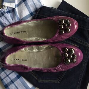 Purple Gianni Bini flats with metal detail